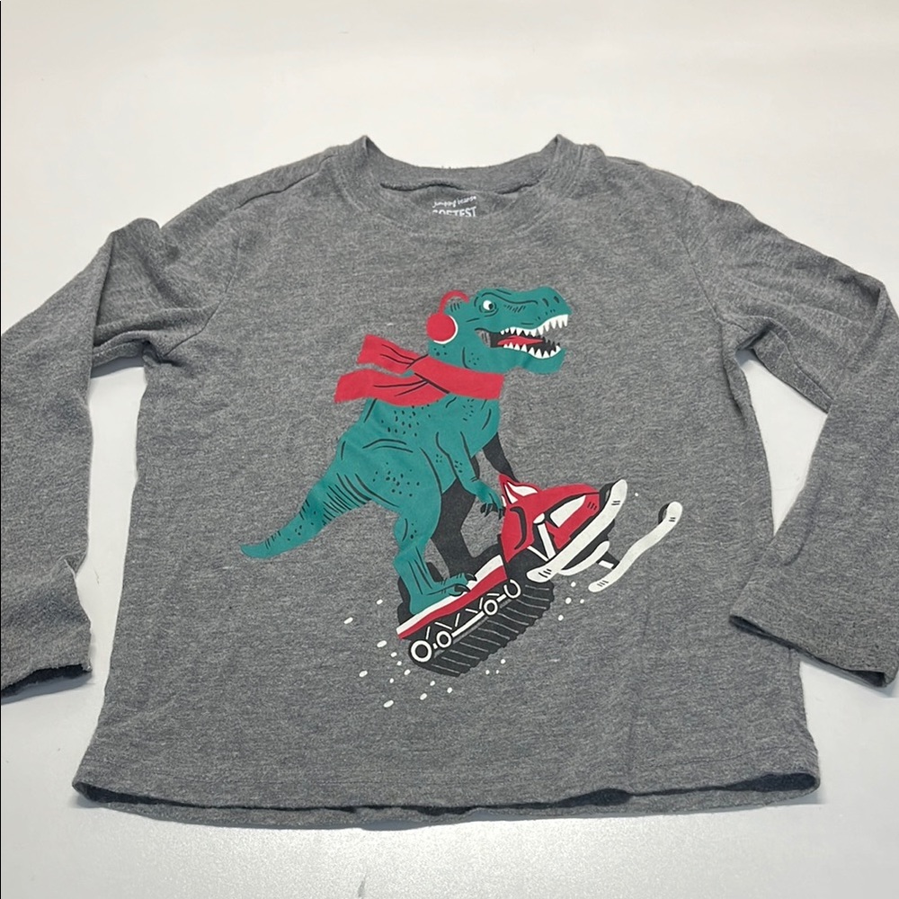 Gray Dinosaur Print Kids Shirt